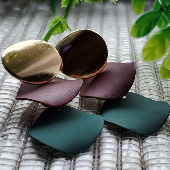 Fashion Bohemian Round Drop Metal Earrings purp/gn - Picture 6 of 14